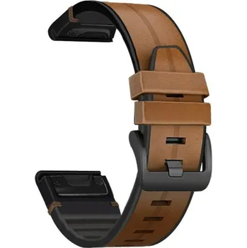 Ostatní příslušenství k chytrým hodinkám eses Sportovní kožený řemínek pro Garmin - Světle hnědý, QuickFit 22 mm
