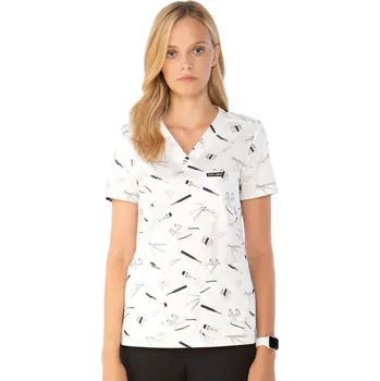 Dámská halenka Louis Lanier Bavlněná halena s antibakteriální úpravou VANNES s dentálním potiskem White Dental Velikost: S