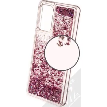 Pouzdro na mobilní telefon 1Mcz Liquid Diamond Sparkle ochranný kryt s přesýpacím efektem třpytek pro Samsung Galaxy A72, Galaxy A72 5G růžově zlatá (rose gold)