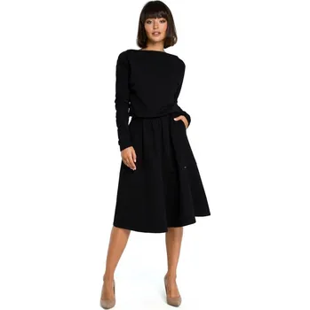 Dámské oblečení B087 Šaty midi střihu - černé EU L