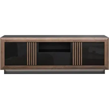 Komoda Televizní komoda Glory - černá/dub/lesk