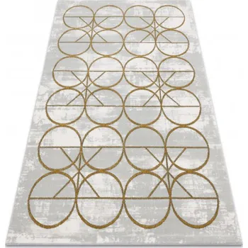 Koberec Makro Abra Kusový koberec EMERALD 1010 Luxusní kruhy krémový zlatý Rozměr: 80x150 cm