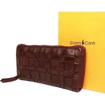 Luxusní celozipová tmavěhnědá kožená peněženka Gianni Conti no. 4538