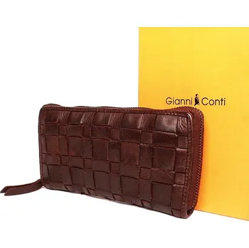 Peněženka Luxusní celozipová tmavěhnědá kožená peněženka Gianni Conti no. 4538