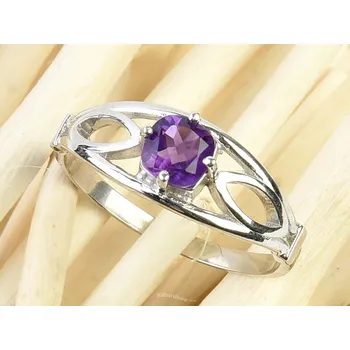 Prsten Ametyst zdobený prsten standard brus Ag 925/1000