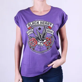 Dámské tričko Dámské Triko BLACK HEART SWALLOW ROSE EXT Barva: Fialová, Velikost: XL