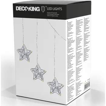 Vánoční světelný závěs DecoKing Světelný závěs hvězdičky 38 LED teplá bílá
