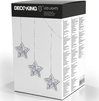 Vánoční osvětlení DecoKing Světelný závěs hvězdičky 38 LED teplá bílá