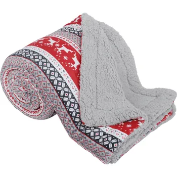 Polštář Oboustranná beránková deka, zimní motiv, 150x200, RENIFE