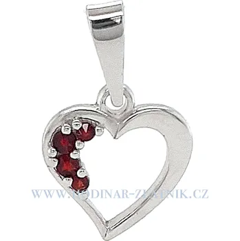 Souprava šperků přívěsek srdce ze stříbra a s českým granátem 141412450016471412