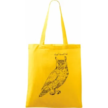 Výr virginský great horned owl - Taška bavlněná - 42 x 38 cm ( Žlutá )