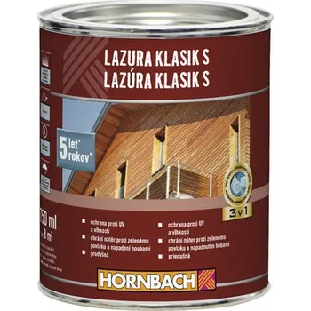 barva a nátěr na dřevo Lazura na dřevo Hornbach Klasik S teak 0,75 l