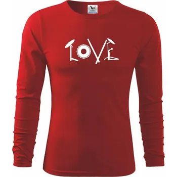 Chlapecké tričko Love bubeník nápis - Triko dětské Long Sleeve - 122 cm/6 let ( Červená )