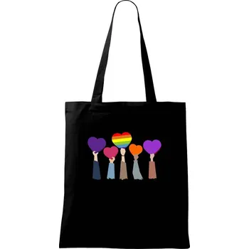 LGBT ruce srdce - Taška bavlněná - 42 x 38 cm ( Černá )