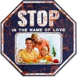 Plechový fotorámeček STOP na foto 15x10 modrý kph