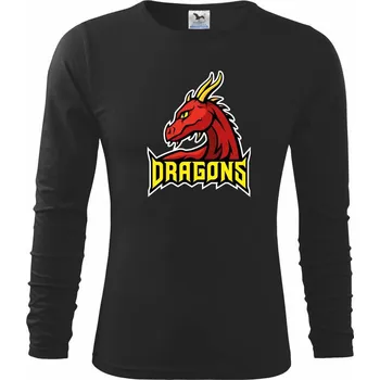 Chlapecké tričko Dragons - logo týmu červené (Hana-creative) - Triko dětské Long Sleeve - 134 cm/8 let ( Černá )