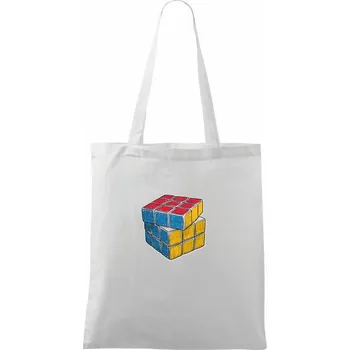 Nákupní taška Rubikova kostka kreslená - Taška bavlněná - 42 x 38 cm ( Bílá )
