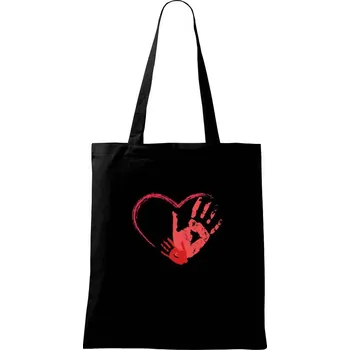 Nákupní taška Ručičky v srdci - Taška bavlněná - 42 x 38 cm ( Černá )