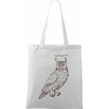 Výr virginský great horned owl - Taška bavlněná - 42 x 38 cm ( Bílá )