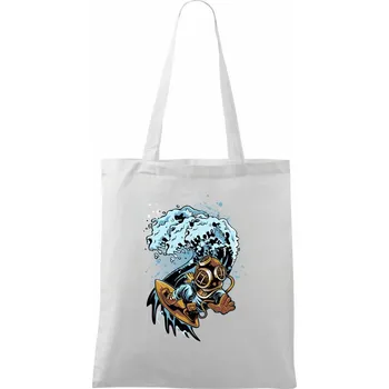 Surfující potápěč - Taška bavlněná - 42 x 38 cm ( Bílá )