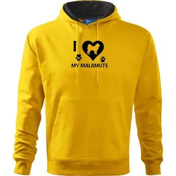 Pánská mikina I Love My Malamute - Mikina pánská Cape s kapucí - S ( Žlutá )