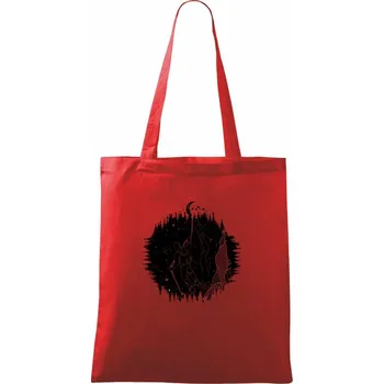 Nákupní taška Turista v noční krajině - Taška bavlněná - 42 x 38 cm ( Červená )