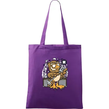 Sova zpěvačka komiks - Taška bavlněná - 42 x 38 cm ( Fialová )