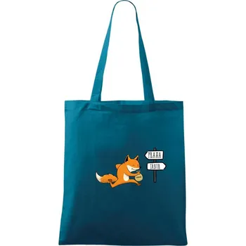 Běží liška k táboru - Taška bavlněná - 42 x 38 cm ( Petrolejová )