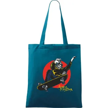 Nákupní taška Skull Skater on style - Taška bavlněná - 42 x 38 cm ( Petrolejová )