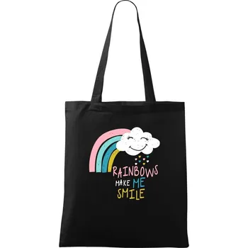 Nákupní taška Duha kouzlí úsměv - Taška bavlněná - 42 x 38 cm ( Černá )