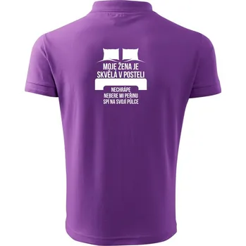 Pánská košile Moje žena je skvělá v posteli - Polokošile pánská Pique Polo 203 - M ( Fialová )