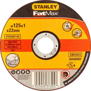 Řezný kotouč Řezný kotouč na nerez plochý 125 x 1,0 x 22,2 mm STANLEY STA32607