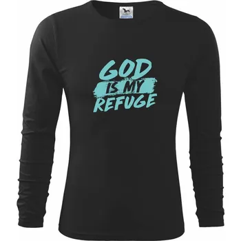 Chlapecké tričko GOD IS MY REFUGE - Triko dětské Long Sleeve - 122 cm/6 let ( Černá )