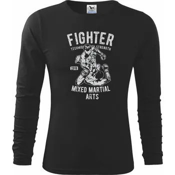Chlapecké tričko Fighter - Triko dětské Long Sleeve - 122 cm/6 let ( Černá )