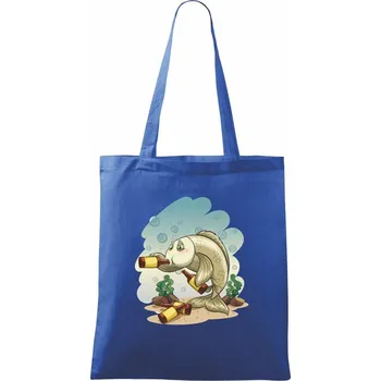 Nákupní taška Opilá ryba - Taška bavlněná - 42 x 38 cm ( Královská modrá )
