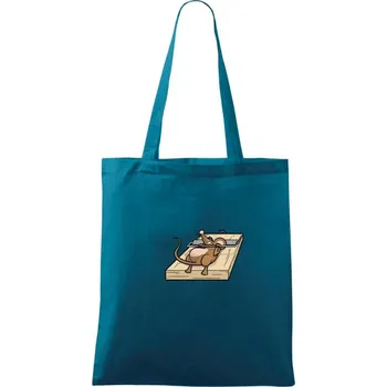 Myš posilovna - Taška bavlněná - 42 x 38 cm ( Petrolejová )