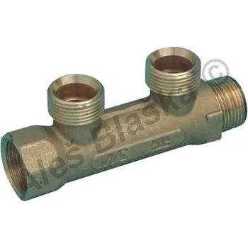 rozdělovač topení TIEMME - Itálie | Rozdělovač mosazný, tělo 3/4", vývody 3/4"-eurokonus, pro podlahové topení, rozvody vody - 2 - cestný TM1883