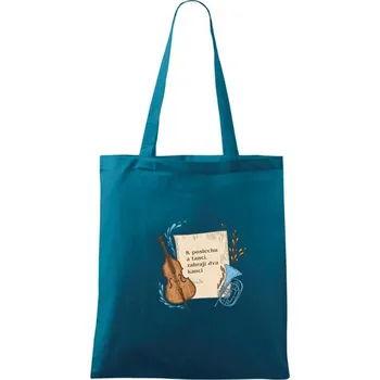 Nákupní taška K poslechu a tanci, zahrají dva kanci - Taška bavlněná - 42 x 38 cm ( Petrolejová )