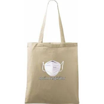 Nákupní taška Nosím respirátor - Taška bavlněná - 42 x 38 cm ( Naturální )