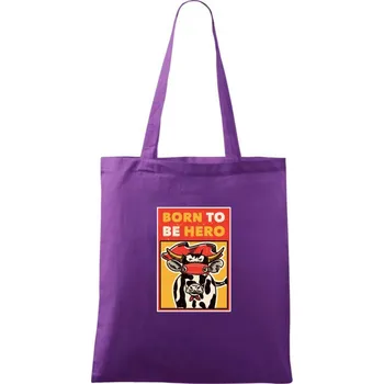 Nákupní taška Born to be hero - Taška bavlněná - 42 x 38 cm ( Fialová )