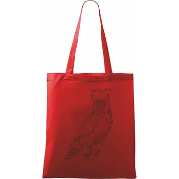 Nákupní taška Výr virginský great horned owl - Taška bavlněná - 42 x 38 cm ( Červená )