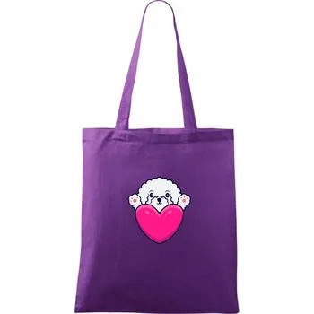 Bišonek a srdce - Taška bavlněná - 42 x 38 cm ( Fialová )