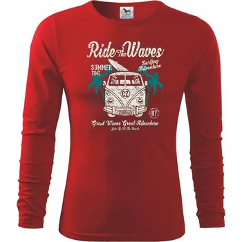 Chlapecké tričko Ride The Waves - Triko dětské Long Sleeve - 122 cm/6 let ( Červená )