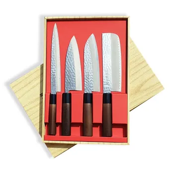 Kuchyňský nůž Sekiryu Japan Tsuchime hnědá rukojeť 4 ks