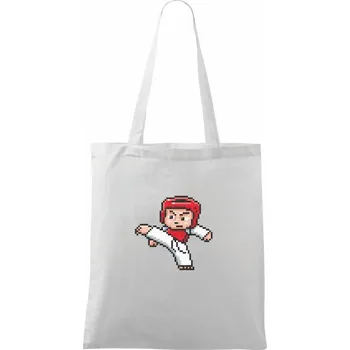 Taekwondo pixel - Taška bavlněná - 42 x 38 cm ( Bílá )