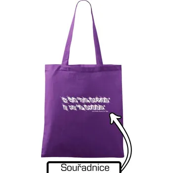 Souřadnice - narození - adresa - Taška bavlněná - 42 x 38 cm ( Fialová )