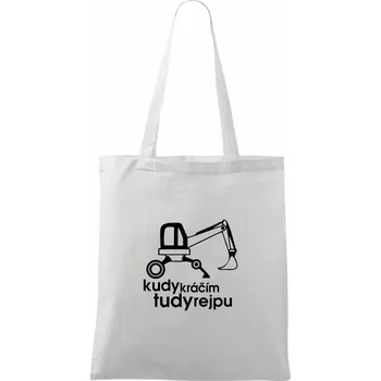 Kudy kráčím tudy rejpu - kráčivý bagr - Taška bavlněná - 42 x 38 cm ( Bílá )