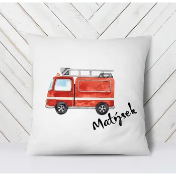 Dekorativní polštářek Domovi Bílý polštář s vlastním jménem Hasiči 40x40