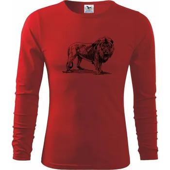 Chlapecké tričko Lev kreslený - Triko dětské Long Sleeve - 122 cm/6 let ( Červená )
