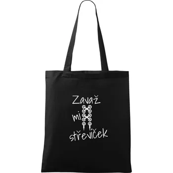 Nákupní taška Zavaž mi střevíček tkanička - Taška bavlněná - 42 x 38 cm ( Černá )